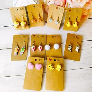 NEW Novelty Earrings Lot/Bundle 10 Pair Duckie, Popcorn, Cake, Heart Resellers